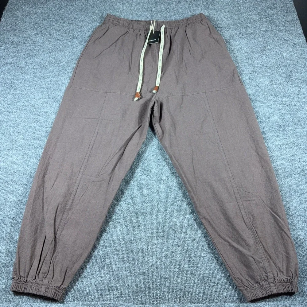 Kidoriman Mens XL Brown Cotton Jogger Pants Elastic Waist Drawstring Tapered NWT